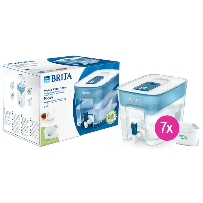BRITA Waterfilterstation Flow 8.2L + 7 MAXTRA PRO Waterfilters (filtert PFAS) Direct Beschikbaar