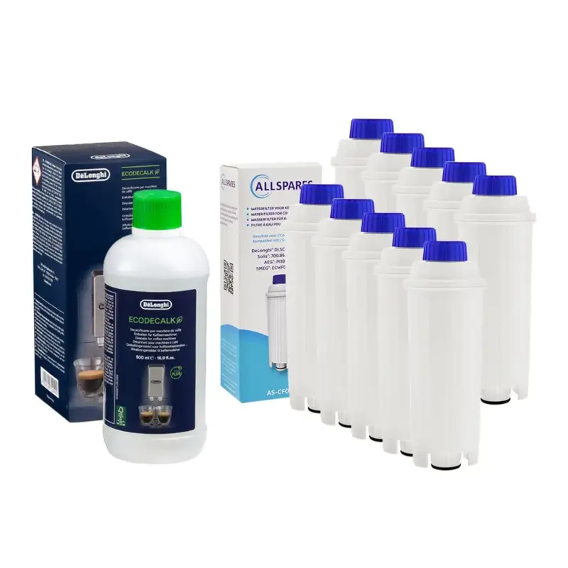 Express Levering Onderhoudsset Koffiemachine Waterfilter (10st.) + Ontkalker (500ml) geschikt voor Delonghi