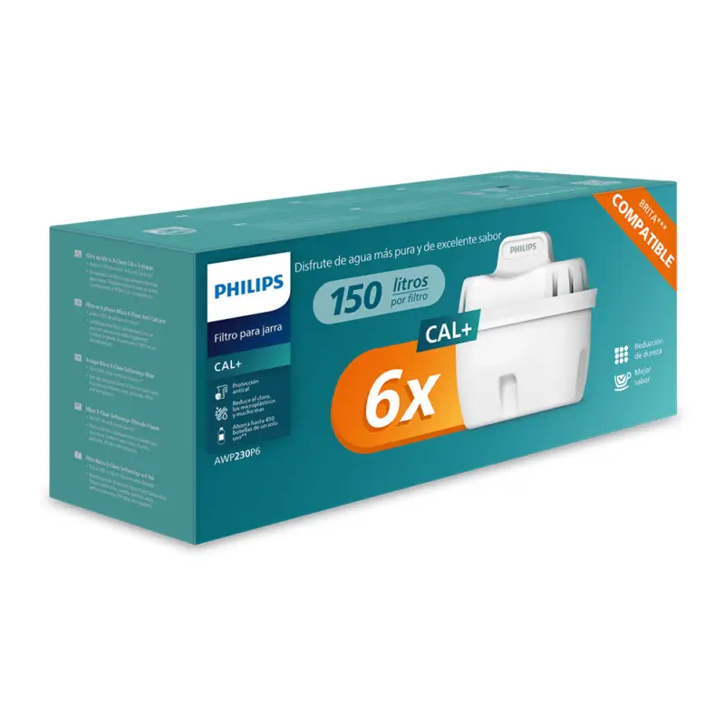 Philips Softening+ Waterfilter 6-pack (filtert PFAS) compatibel met BRITA Maxtra+ Lage Prijs