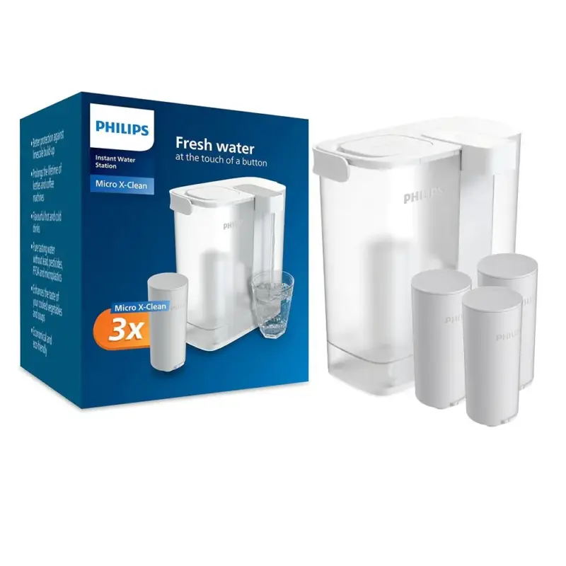 Philips Micro X-Clean Instant Waterfilterkan + Waterfilters (3St.) AWP2980WH3 Goedkoop