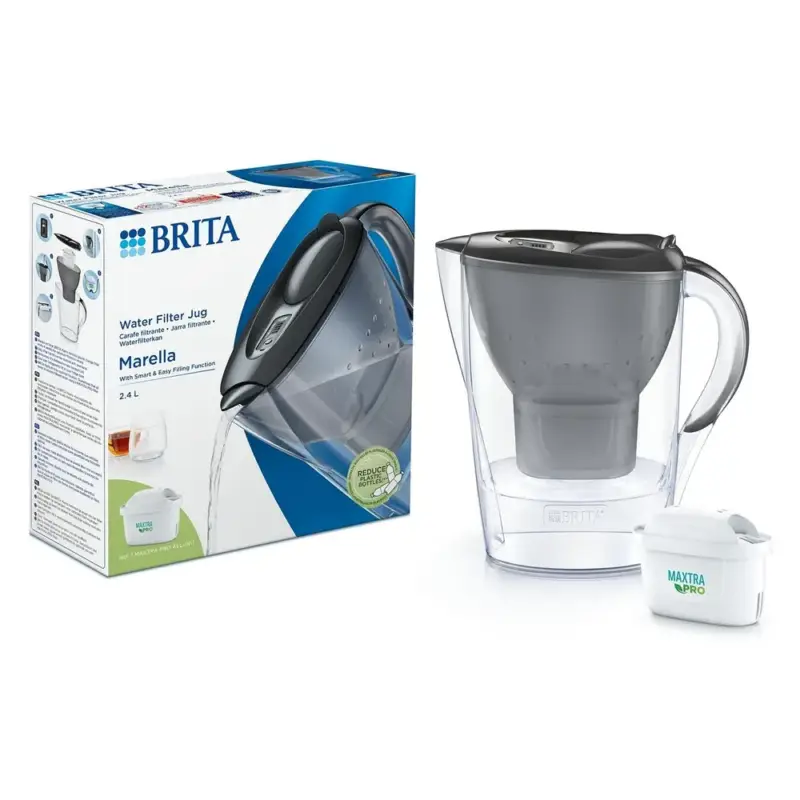 BRITA Marella Waterfilterkan 2.4L Grijs + MAXTRA PRO Waterfilter 1051121 Beperkte Voorraad