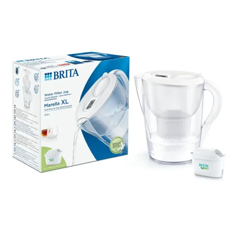 BRITA Marella XL Waterfilterkan 3.5L Wit + MAXTRA PRO Waterfilter 1051123 Hoge Kwaliteit