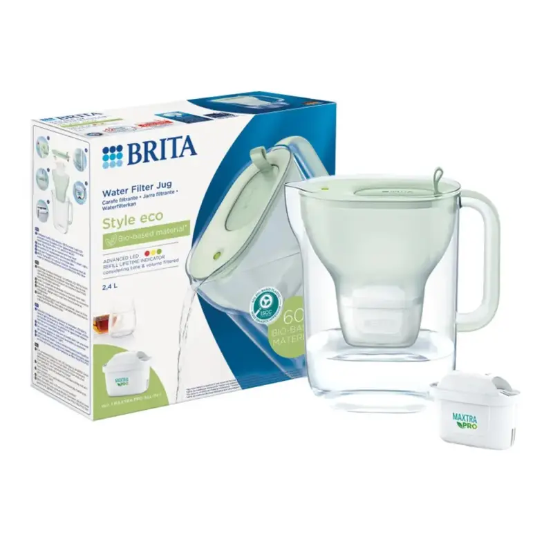 Gecertificeerd BRITA Style Eco Waterfilterkan 2.4L Poeder Groen + MAXTRA PRO Waterfilter 1055741
