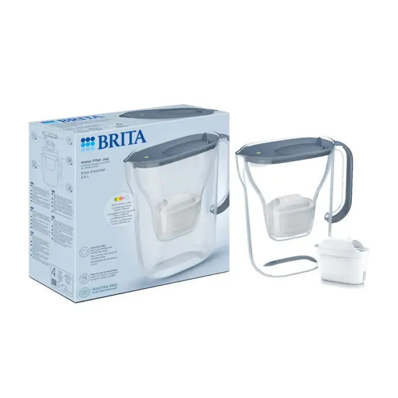 BRITA Style Essential Waterfilterkan 2.4L Steenblauw + BRITA MAXTRA PRO Waterfilter 1057790 Dagaanbieding