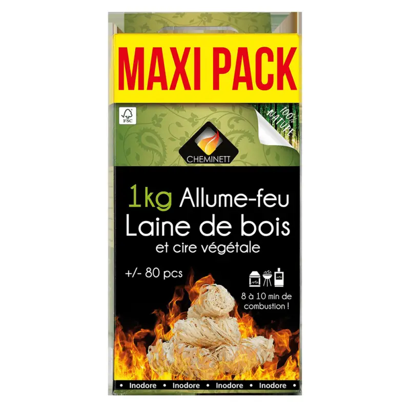 Uitverkoop Houtwol-aanmaakmiddel 1 kg Cheminett – 100% natuurlijk