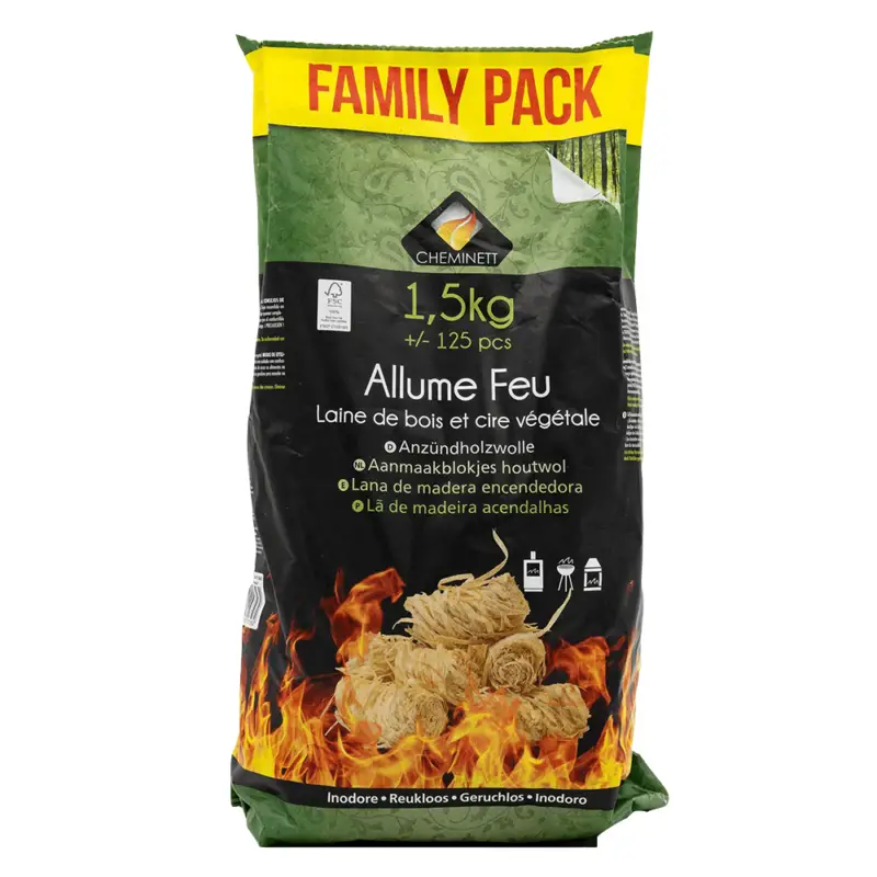 Houtwol-aanmaakmiddel 1,5 kg Cheminett – 100% natuurlijk Nieuw