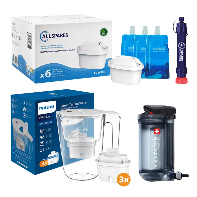 Waterfilter Noodpakket Large - Preppakket met Water filters voor Noodsituaties Philips / Katadyn / Allspares Op = Op