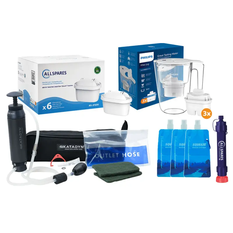 Tijdelijk Beschikbaar Waterfilter Noodpakket Extra Large - Preppakket met Water filters voor Noodsituaties Philips / Katadyn / Allspares