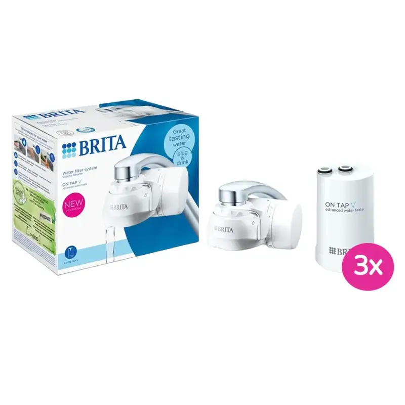 Bestel Nu BRITA ON TAP V Waterfiltersysteem >60 micron + 3x Waterfilterpatroon