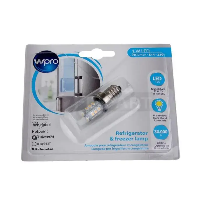 Meest Verkocht Whirlpool lamp LED ORIGINEEL C00496774 LED KOELKASTLAMP, E14-T25-1W 484000008964