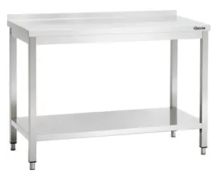Fabrieksprijs Bartscher Werktafel met achteropstand en tussenschap | 120x60x(h)85-90 cm