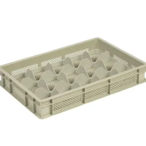 Lage Kosten HorecaTraders Beige Kunststof krat | L60xB40xH10 cm | MAX. hoogte glazen 8cm | 4 formaten