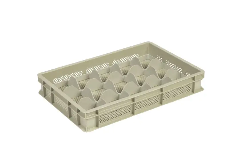 Lage Kosten HorecaTraders Beige Kunststof krat | L60xB40xH10 cm | MAX. hoogte glazen 8cm | 4 formaten