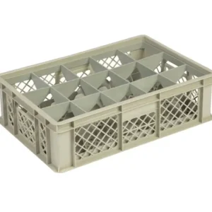 HorecaTraders Beige Kunststof krat | L60xB40xH17 cm | MAX. hoogte glazen 1,35cm | 4 formaten Meest Verkocht