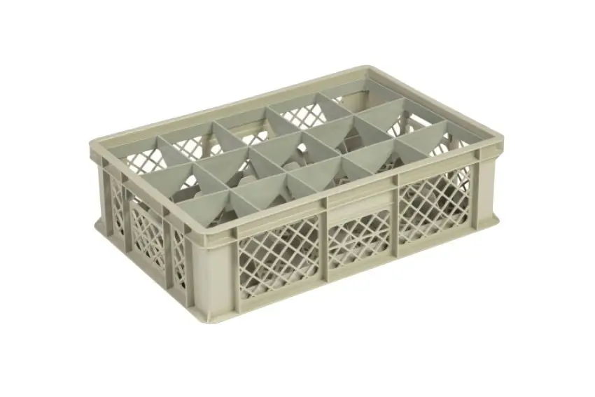 HorecaTraders Beige Kunststof krat | L60xB40xH17 cm | MAX. hoogte glazen 1,35cm | 4 formaten Meest Verkocht