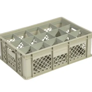 HorecaTraders Beige Kunststof krat | L60xB40xH20 cm | MAX. hoogte glazen 15,9cm | 4 formaten Laatste Versie