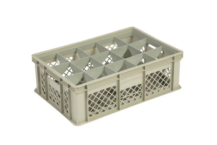 HorecaTraders Beige Kunststof krat | L60xB40xH20 cm | MAX. hoogte glazen 15,9cm | 4 formaten Laatste Versie