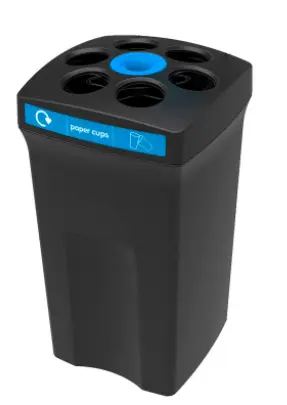 HorecaTraders Kunststofafvalbak voor papieren bekers | Zwart/Blauw | 100 Liter Beperkte Voorraad