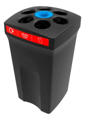 HorecaTraders Kunststof afvalbak voor plastic bekers | Zwart/Rood | 100 Liter Koop Online