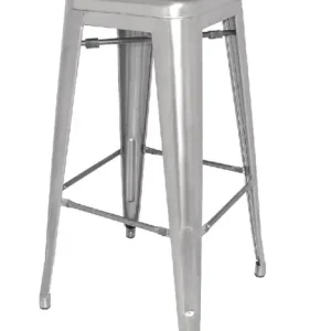 Bolero Bistro Barkruk | Zilver | Staal | 77x(h)x42.5x42.5cm Direct Verzonden