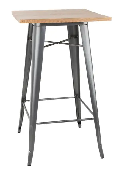 Bolero Bistro Bartafel | Grijs met Houten Blad | 104(h)x60x60cm Dagaanbieding