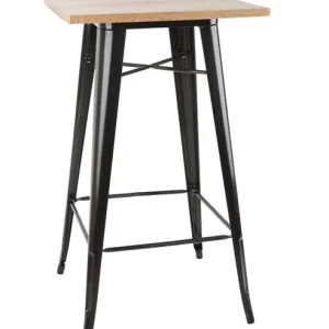 Bolero Bistro Bartafel | Zwart met Houten Blad | 104(h)x60x60cm Nu Kopen