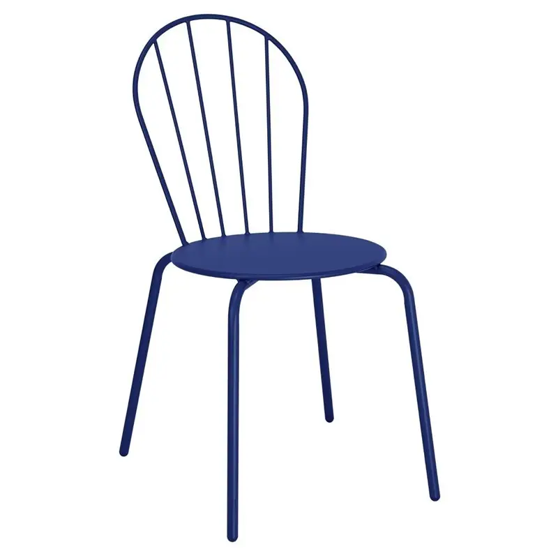 HorecaTraders stapelbare stoelen | staal | donkerblauw | 85,5(h) x 48(b)cm | 4 stuks Exclusieve Aanbieding
