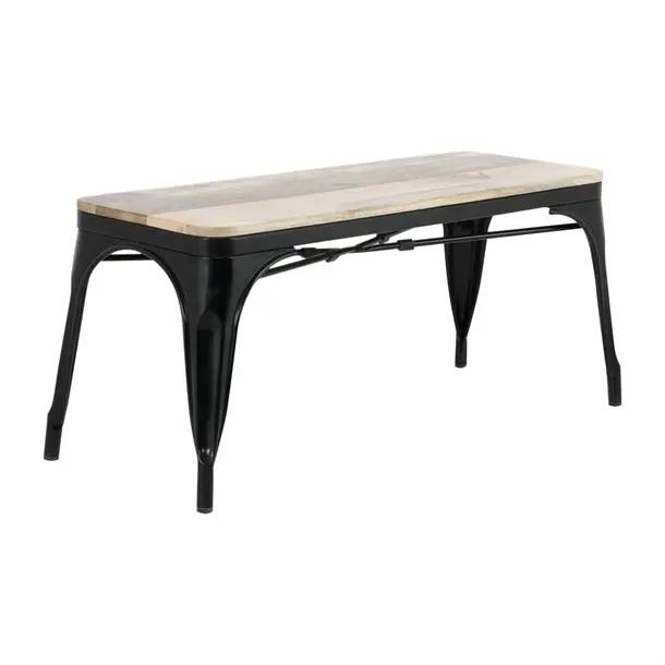 Bolero Bank | Mangohout | Zwarte Poten | 1000mm (2 stuks) Exclusieve Aanbieding