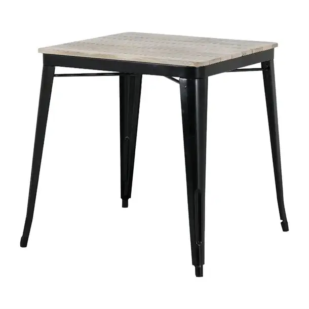 Betaalbaar Bolero Eettafel | Lattenblad Mangohout |Zwarte Poot 650mm