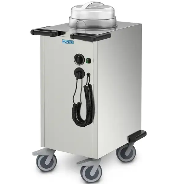 Exclusieve Aanbieding Hupfer BordendispenserRVS≤70°CStatisch61 Borden Ø180-330mm0.9kW (230V)Wielen (Geremd)710x530x1072(h)mm