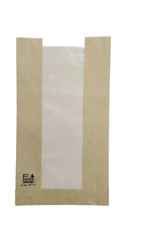 Finale Uitverkoop HorecaTraders Broodzakken met Glasine Venster 320x180x40mm (stuks 1000)