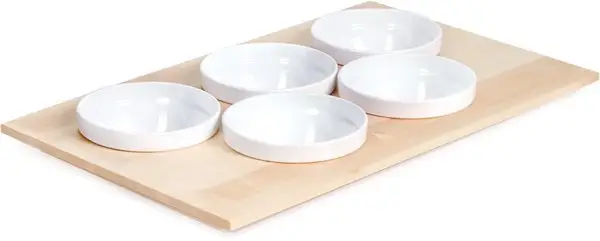 Voordeelprijs APS Buffetplaat met 5 Witte Kommen | 53x33cm