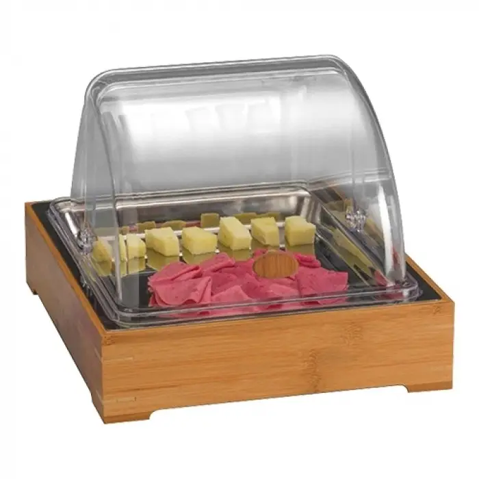 HorecaTraders Buffetvitrine | kunststof | RVS plateau | Gekoeld | 30 x 26 x(h)25 cm Merkproduct