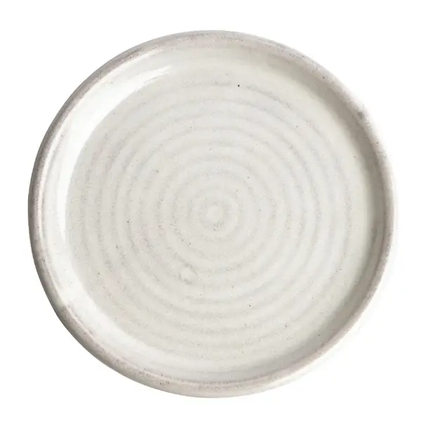 Must-Have Olympia Canvas ronde borden met smalle rand | wit| 18 cm | 6 stuks