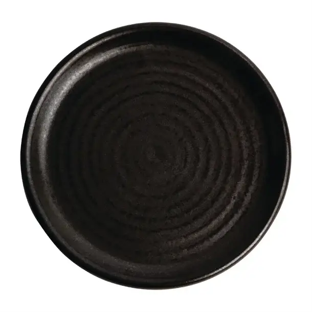 Olympia Canvas ronde borden met smalle rand | zwart | 18 cm | 6 stuks Finale Uitverkoop