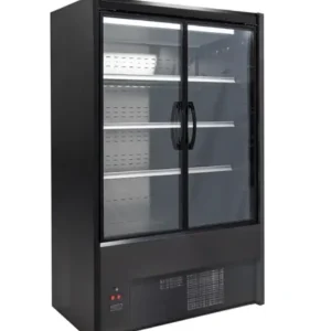 HorecaTraders Cervinho Multideck Display Zwart Met Scharnierende Deuren 1000mm Actieprijs