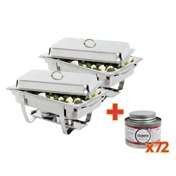 HorecaTraders Chafing Dish | Incl brandpasta | 2x Chafing Dishes en 72x Brandpasta Alleen Vandaag