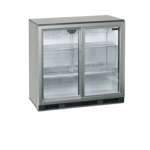Direct Verzonden HorecaTraders Barkoelkast | Chrome | 2 Glazen Deuren | Inclusief slot