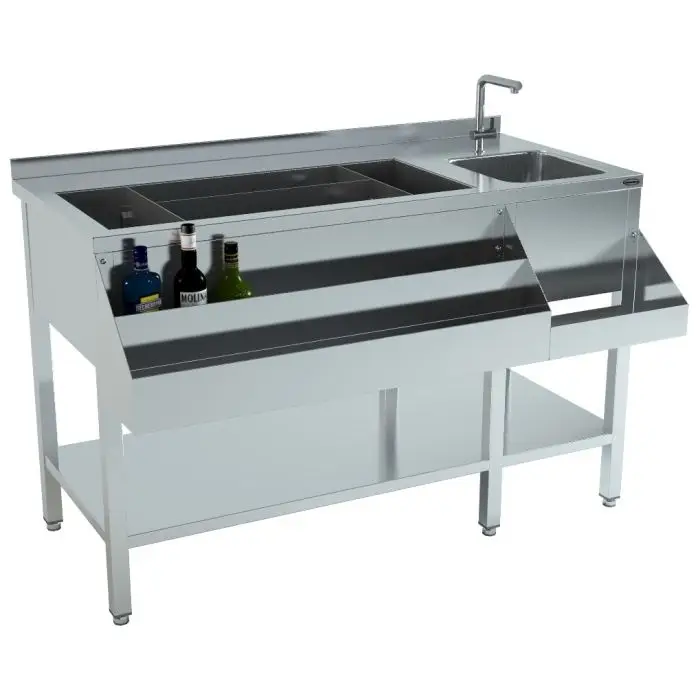 HorecaTraders Cocktail Bar Station 1400 | RVS | 71,8kg | 140x74x90cm Betaalbaar