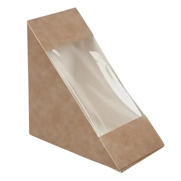 Hoge Kwaliteit HorecaTraders Colpac recyclebare driehoekige kraft sandwichboxen met PLA-venster | (500 stuks)