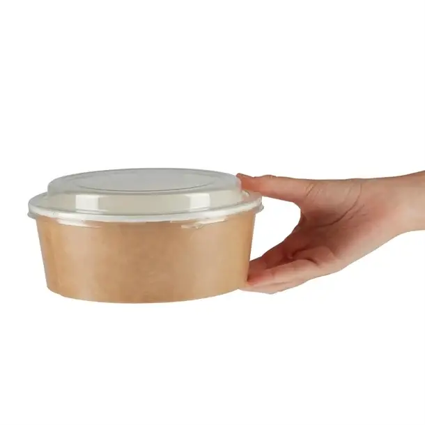 Betaalbaar HorecaTraders Colpac recyclebare kraft saladebakken met deksel groot | 1300ml | (150 stuks)