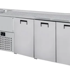 Rechtstreeks Van De Fabrikant Combisteel Combisteel 3 deurs RVS bierfust koeler met twee spoelbakken links