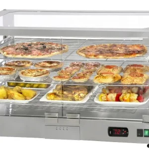 Finale Uitverkoop HorecaTraders Glazen warmhoudvitrine met 3 Roosters