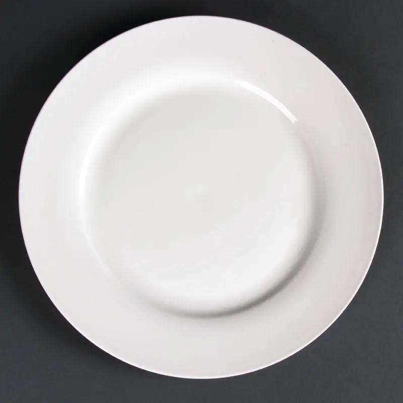HorecaTraders Groot wit serveerbord brede rand 27 cm (stuks 4) Seizoensaanbieding