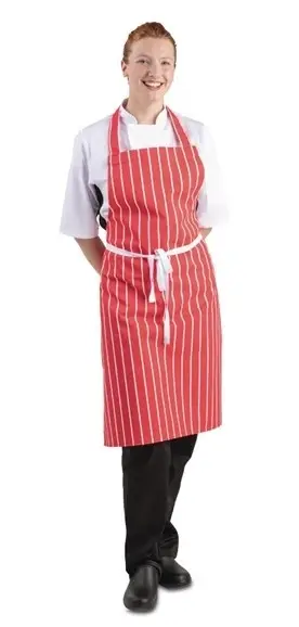 HorecaTraders Halterschort rood-wit gestreept 71,1(b)x96,5(l)cm Rechtstreeks Van De Fabrikant