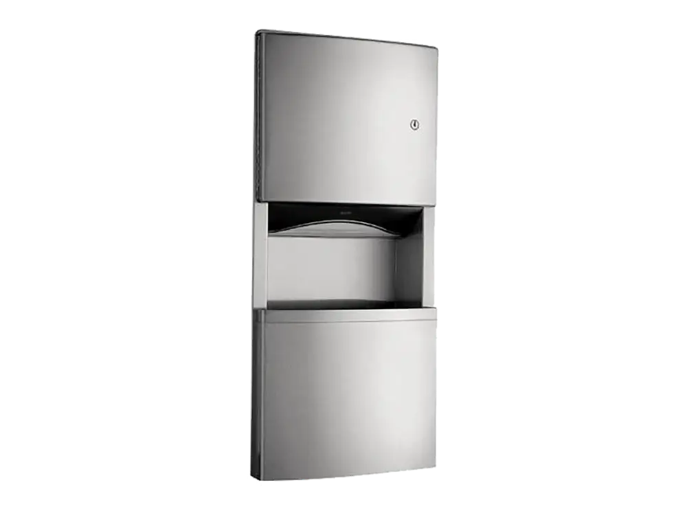 HorecaTraders Handdoekverdeler met afvalbak – Inbouw – RVS – Zilver – 325x100x710 mm Laatste Versie