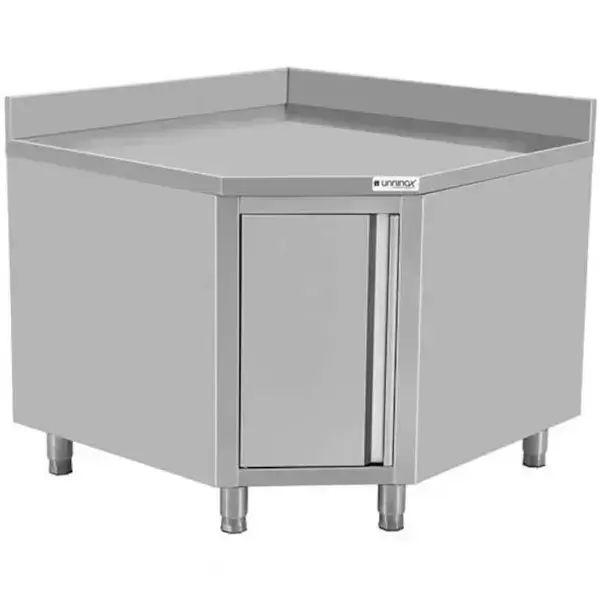 Goedkoop HorecaTraders HoekwerkkastRVSDeur + AchteropstandVoor 700mm Tafel1000x1000x850(h)mm