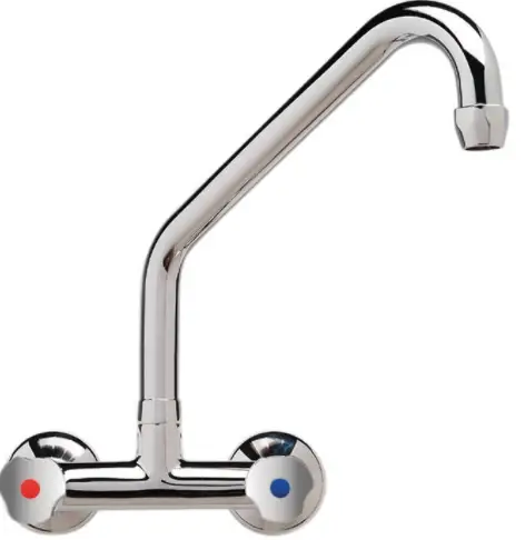 Uitverkoop HorecaTraders Hoge wandmengkraan muurmodel duobloc | High Performance | 200mm
