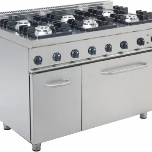 Saro Horeca Gasoven met 6 branders en elektrische oven Gratis Retour