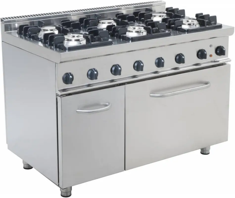 Saro Horeca Gasoven met 6 branders en elektrische oven Gratis Retour